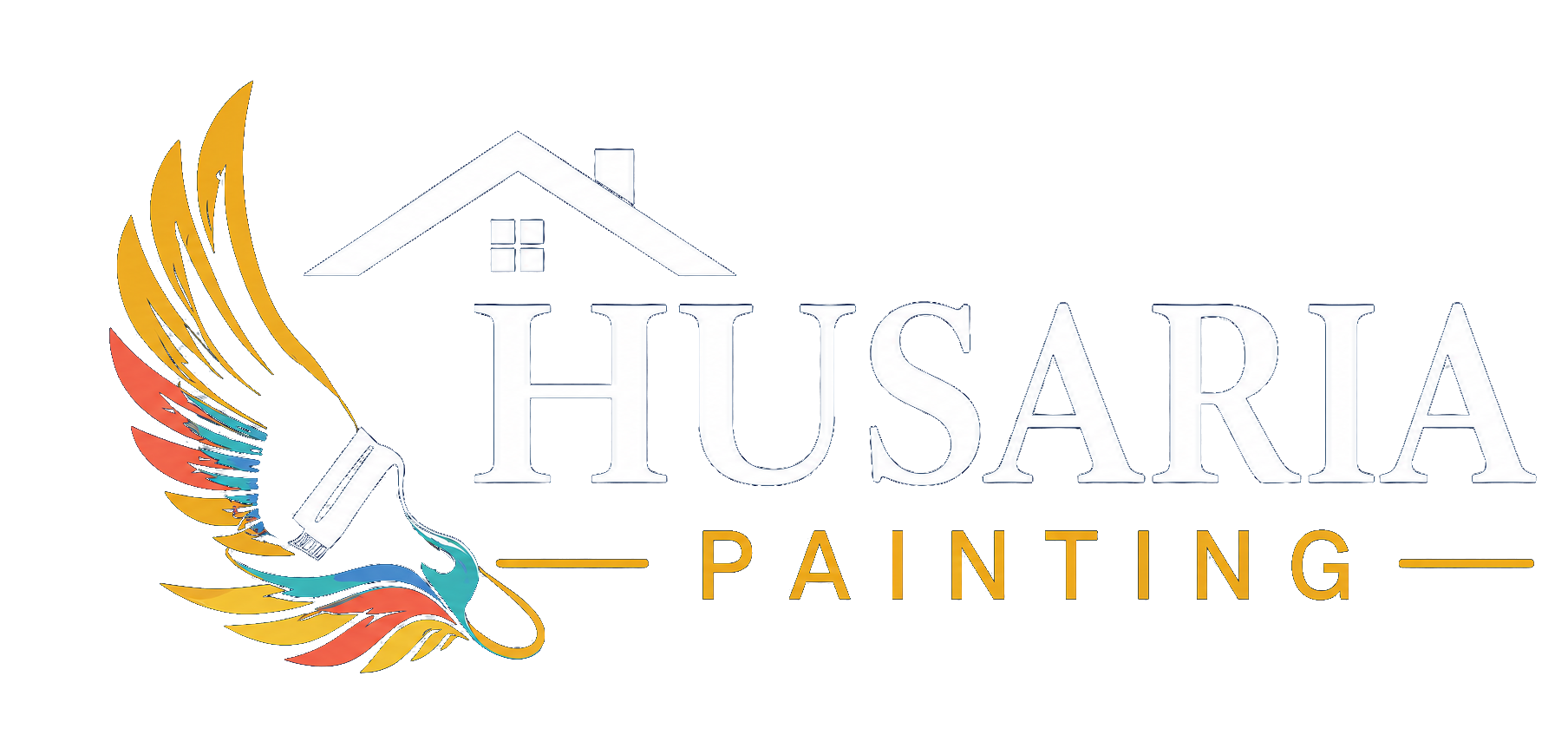 Husaria Painting full-color logo with hussar wing, house roof, and paintbrush